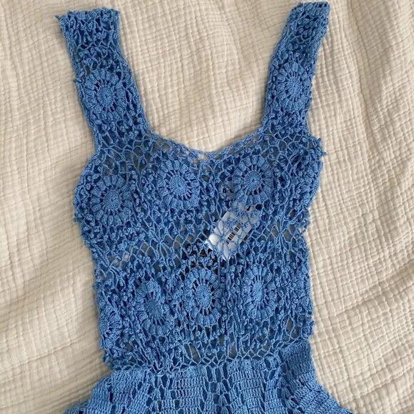 Alix Blue Crotchet Scoop Neck Maxi Dress - Picture 2 of 11